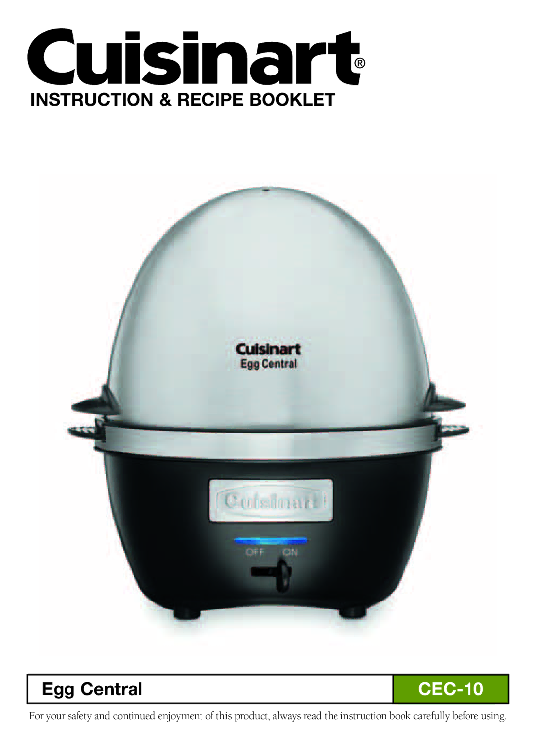 Cuisinart CEC-10 manual Instruction & Recipe Booklet 