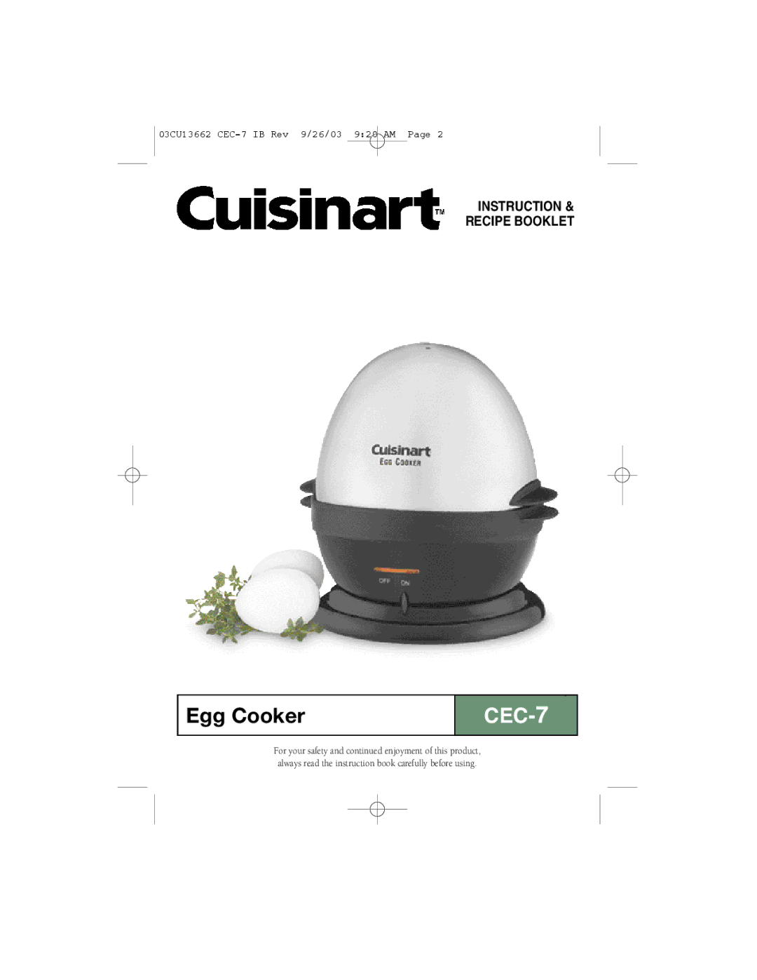 Cuisinart CEC-7 manual Cec 