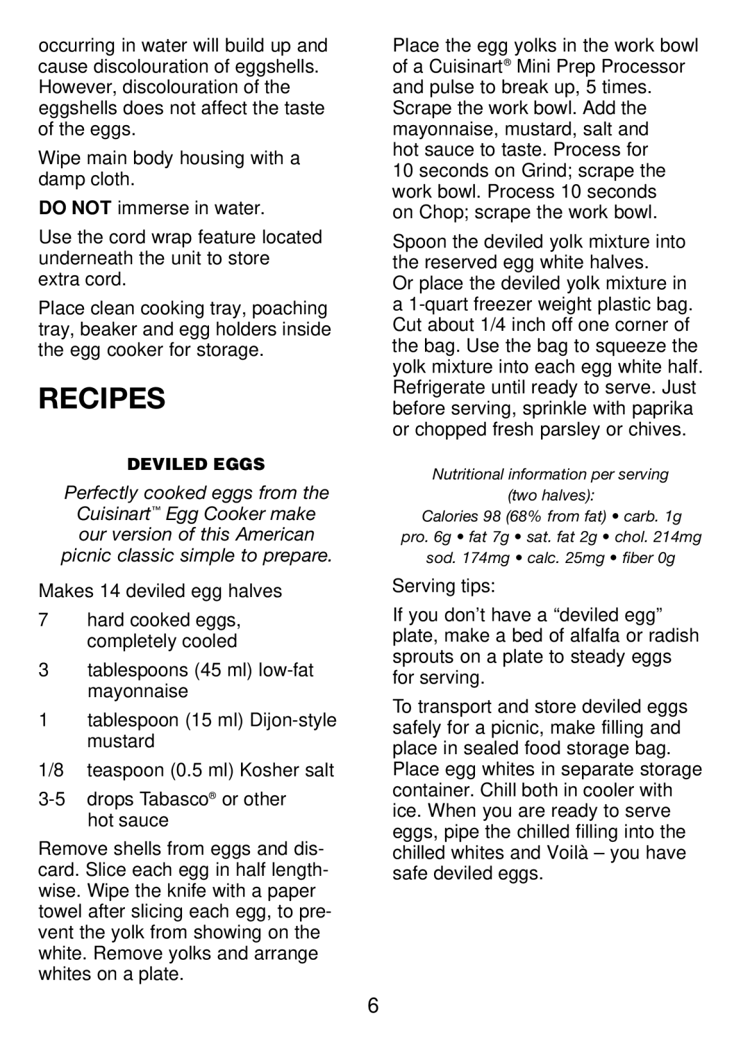 Cuisinart CEC-7C manual Recipes 