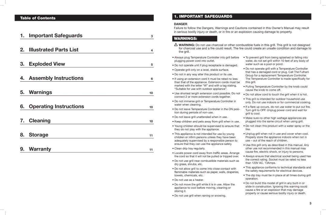 Cuisinart CEG-980 manual Illustrated Parts List, Exploded View, Cleaning, Storage, Warranty 