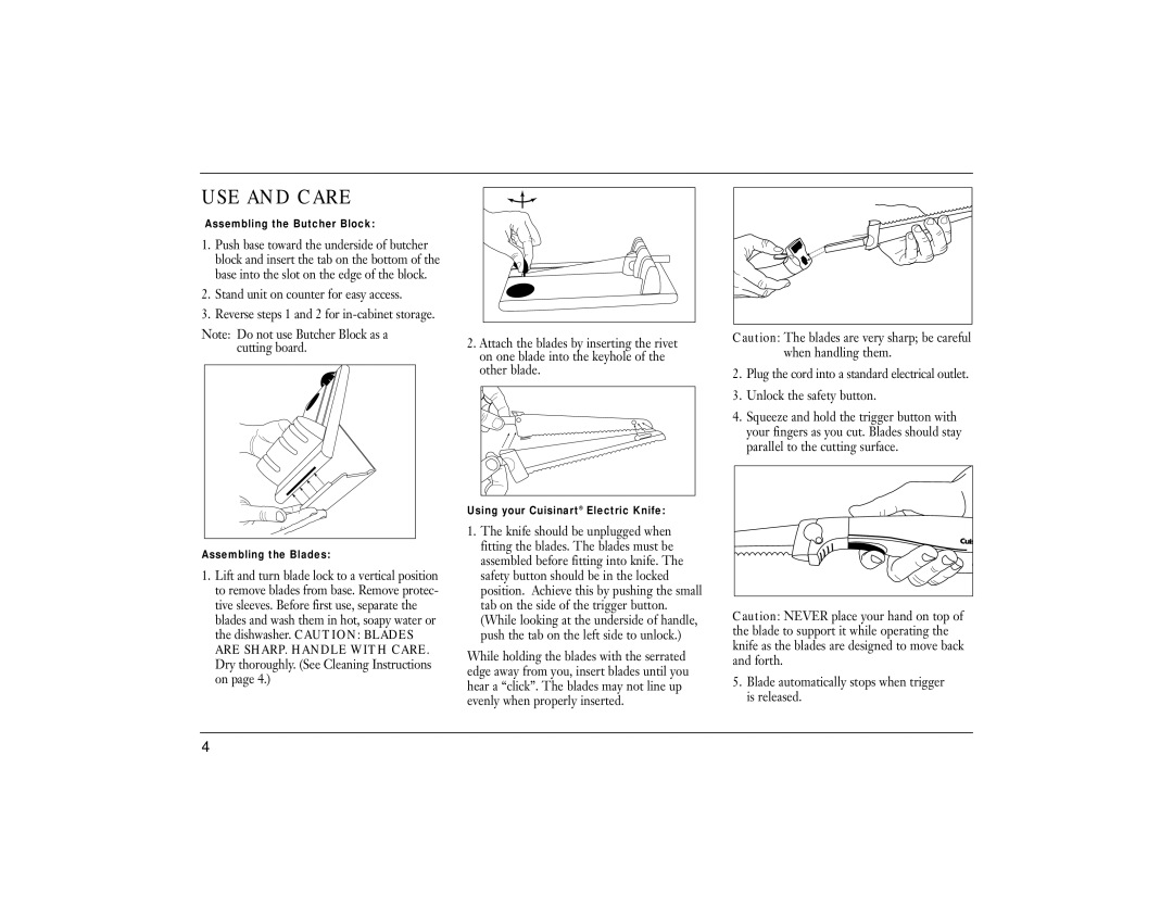 Cuisinart CEK-40 manual USE and Care 