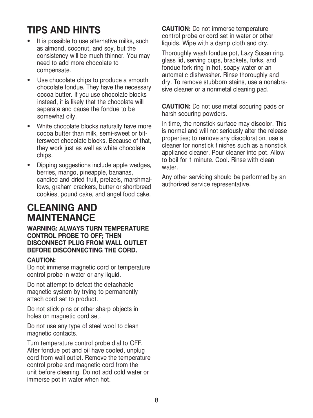 Cuisinart CFO-1000 manual Cleaning Maintenance 