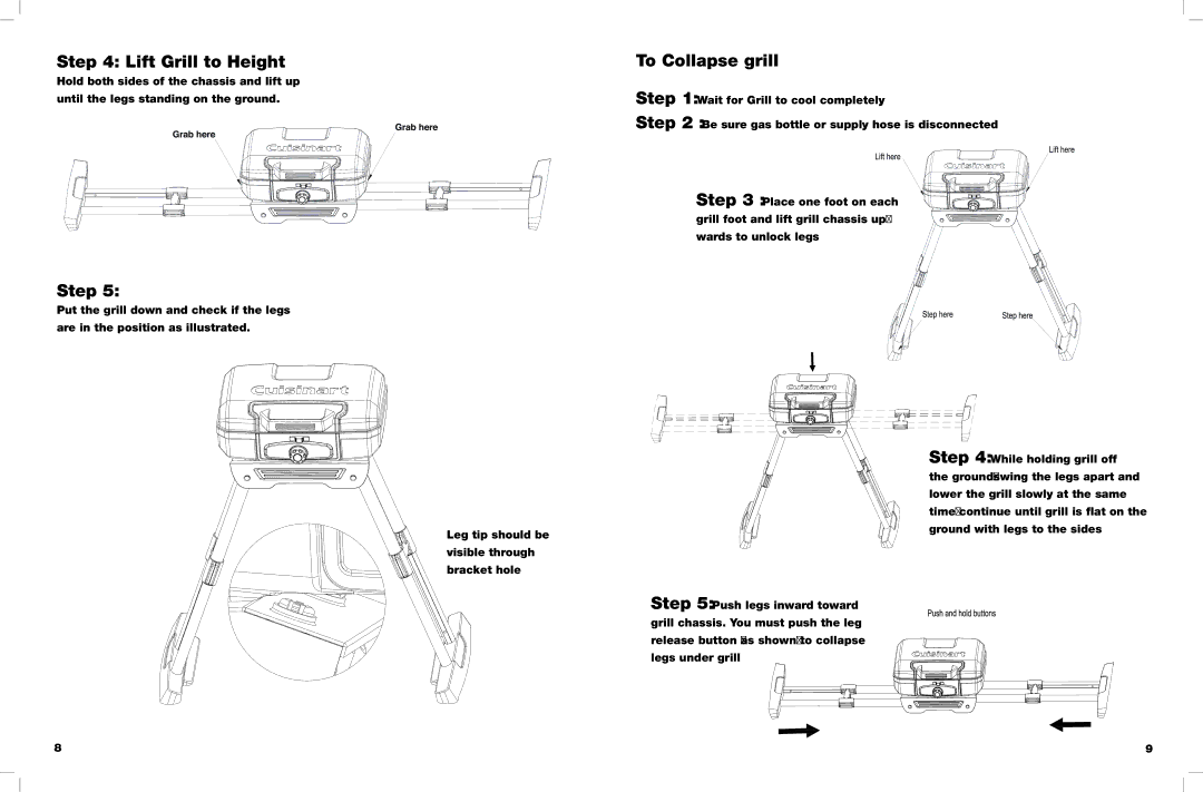 Cuisinart CGG-180 operating instructions Lift Grill to Height 