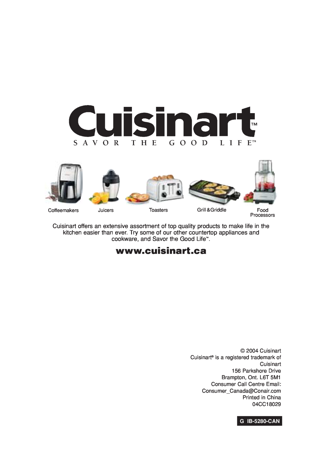 Cuisinart CGR-4C manual cookware, and Savor the Good Life 