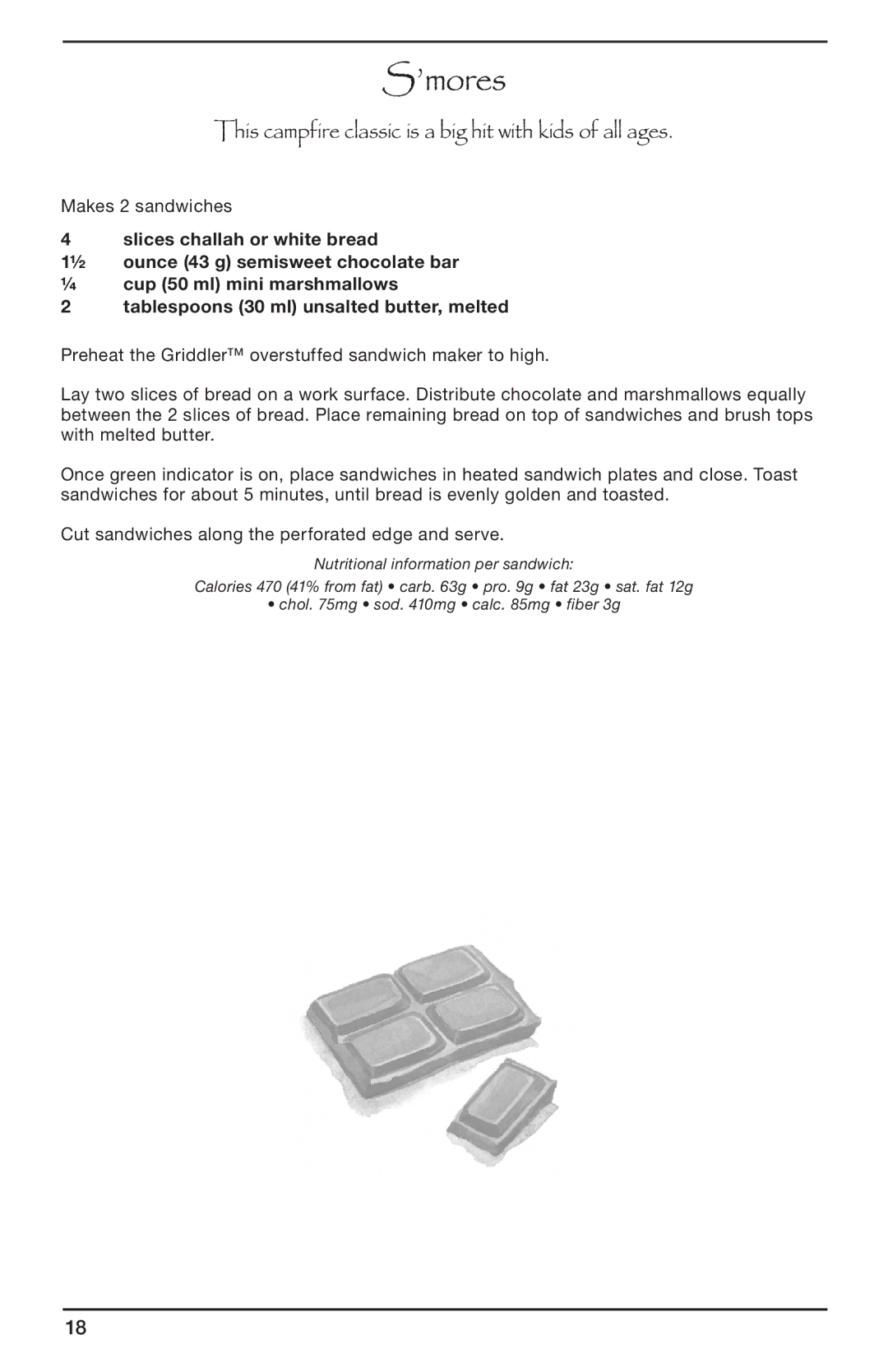 Cuisinart CGR-SMC manual ’mores, This campfire classic is a big hit with kids of all ages 