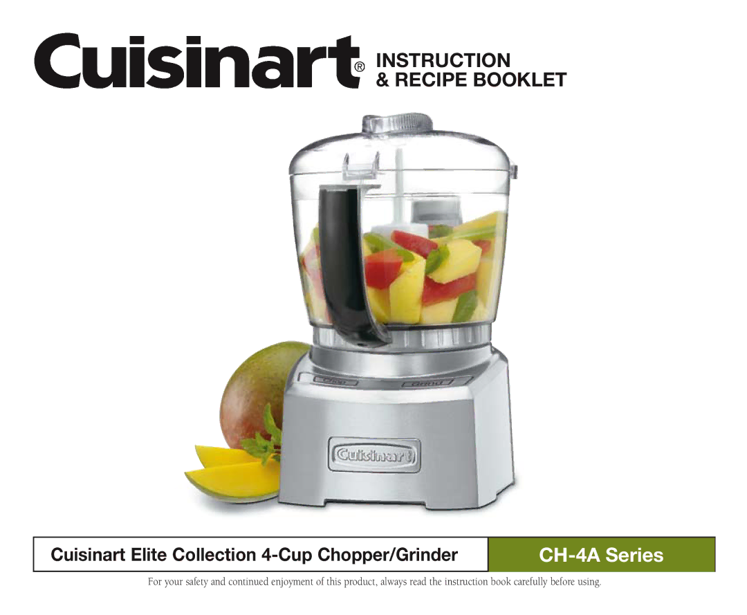 Cuisinart CH-4A manual Instruction Recipe Booklet 