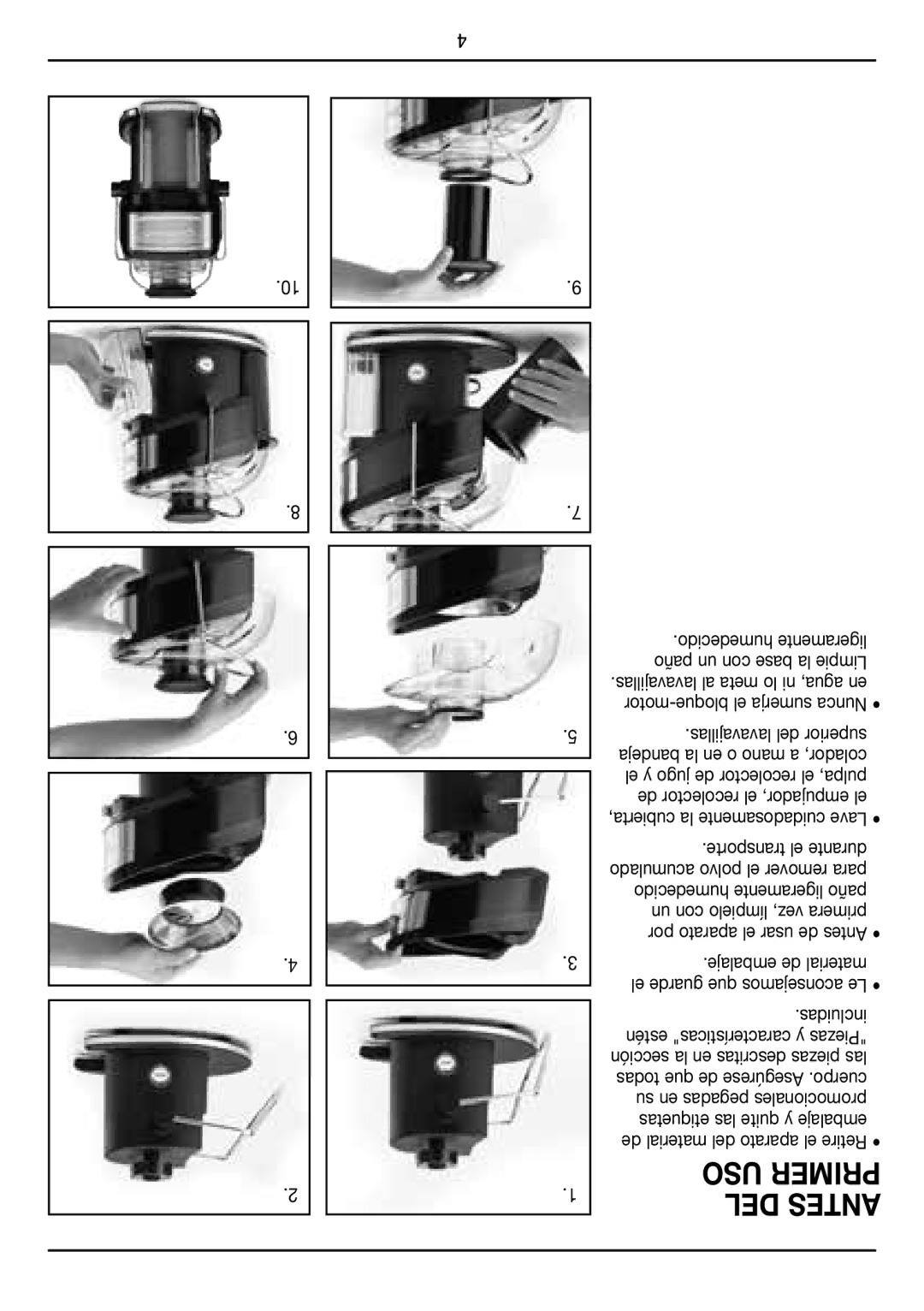 Cuisinart CJE-500 manual Uso primer del Antes 