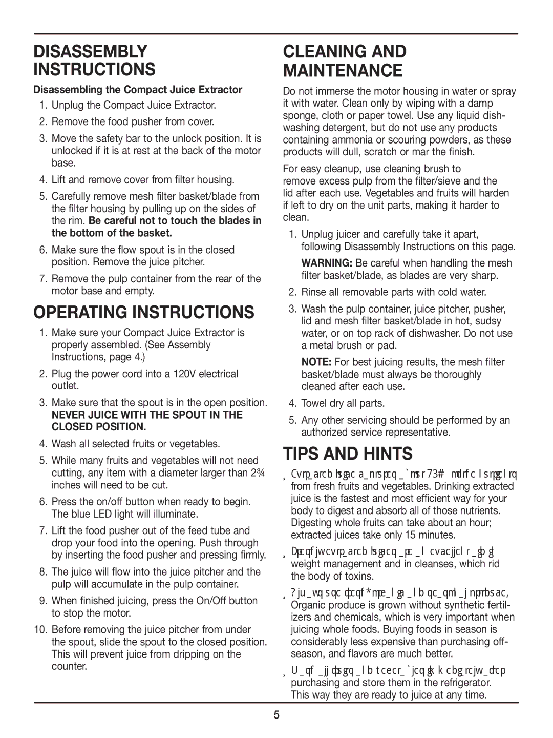 Cuisinart CJE-500 manual Disassembly Instructions 