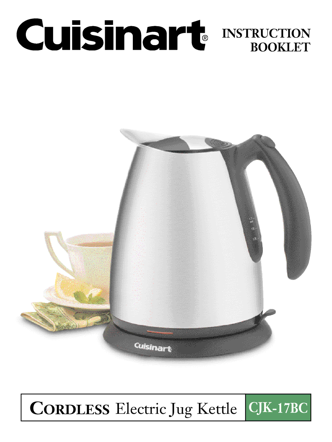 Cuisinart CJK-17BC manual Cordless Electric Jug Kettle 