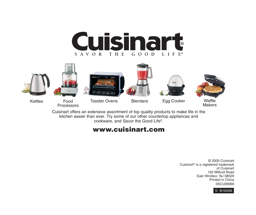 Cuisinart CMT-400P Series manual Kettles Food Toaster Ovens Blenders Egg Cooker 