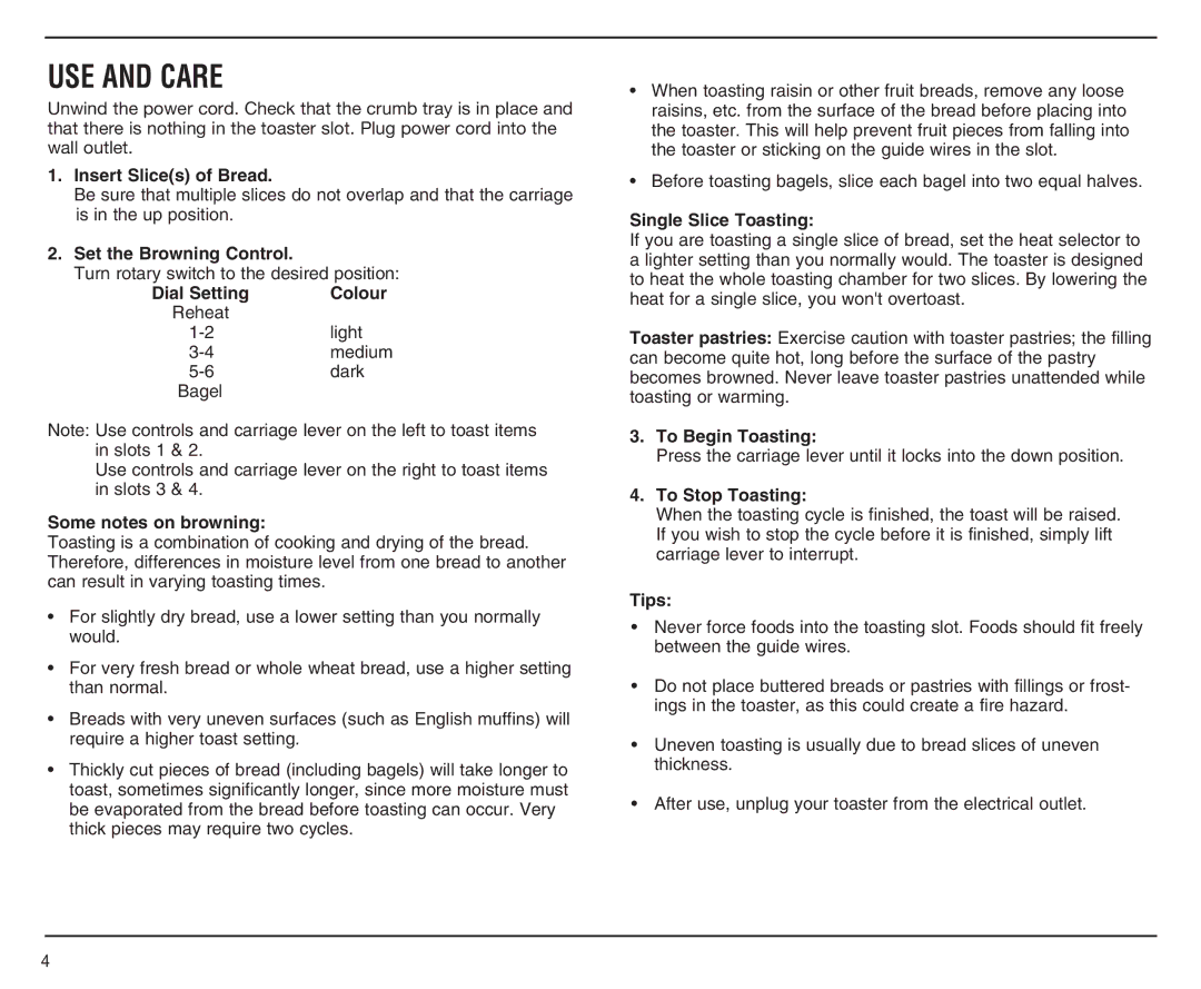 Cuisinart CMT-400PC manual USE and Care 