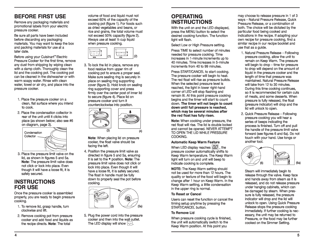 Cuisinart CPC-600 Series manual Before first use, Instructions FOR USE, Operating, down. The timer will not begin to count 