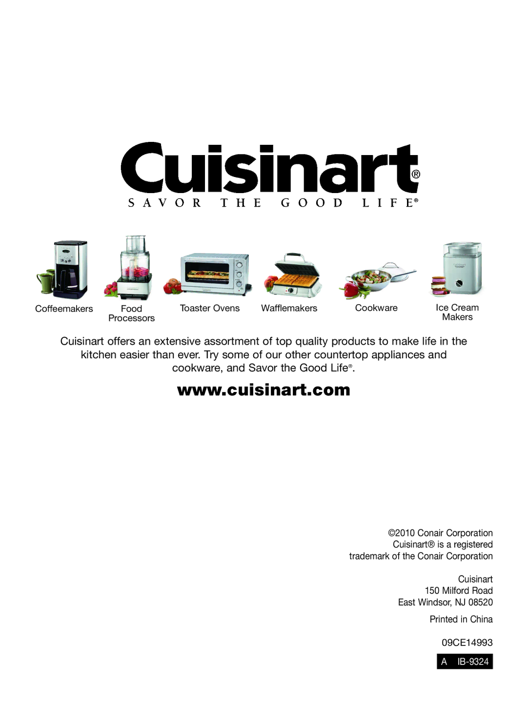 Cuisinart CPK-17 manual IB-9324 