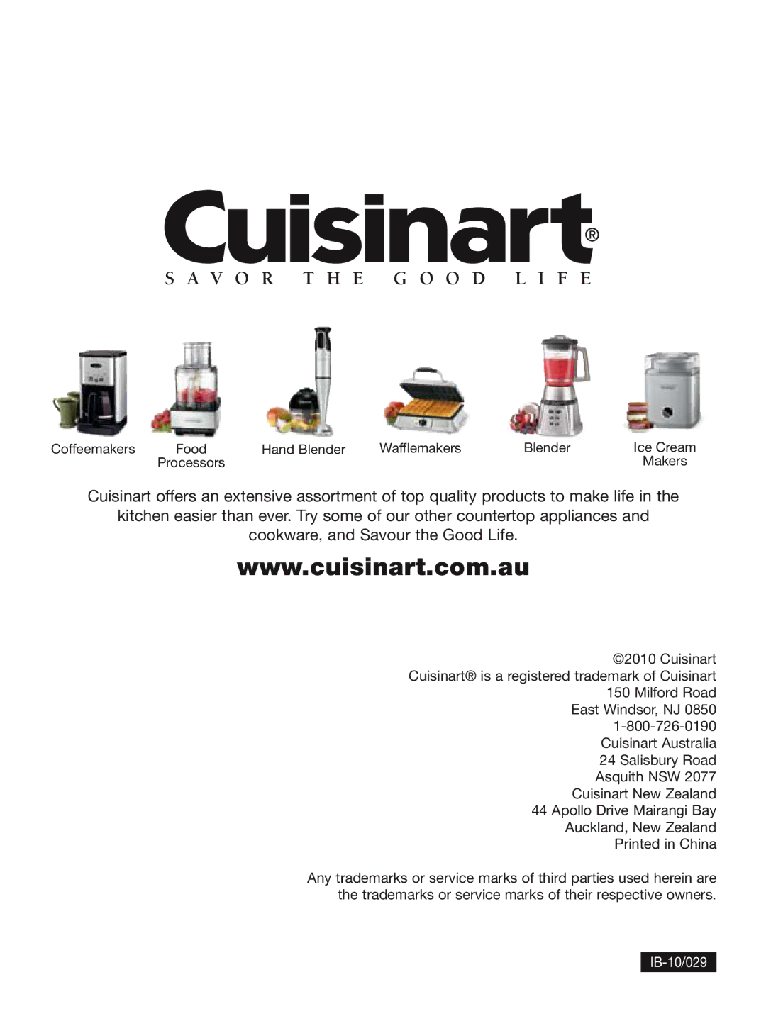 Cuisinart CPK-17A manual V O R T H E G O O D L I F E 