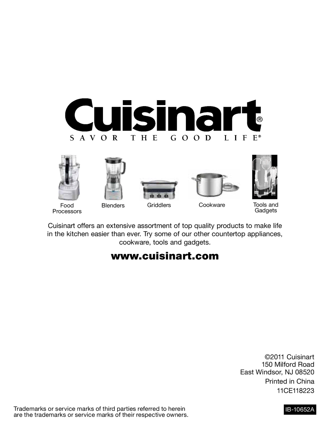 Cuisinart CPM-100 Series manual IB-10652A 