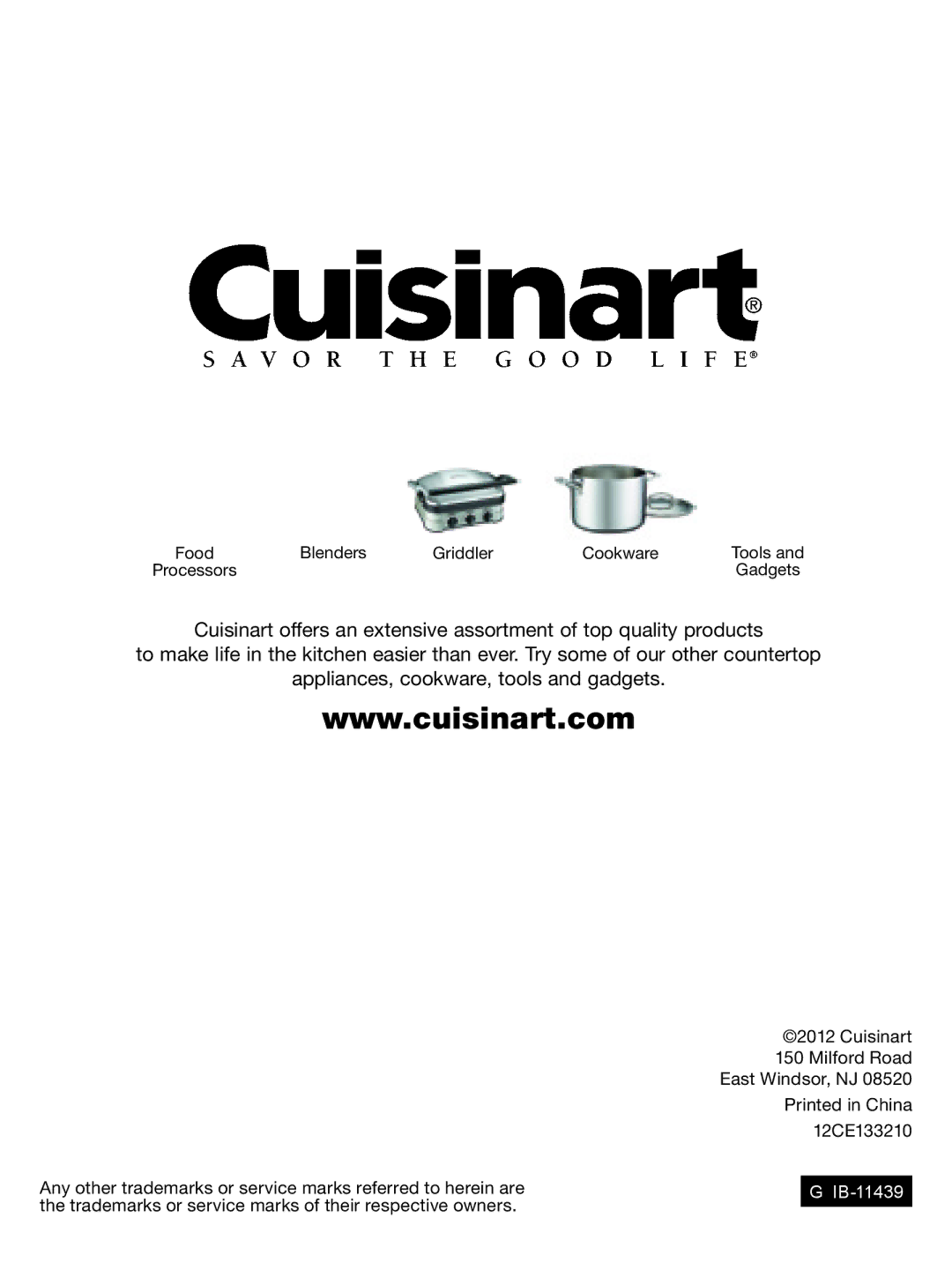 Cuisinart CPM-700 Series manual IB-11439 