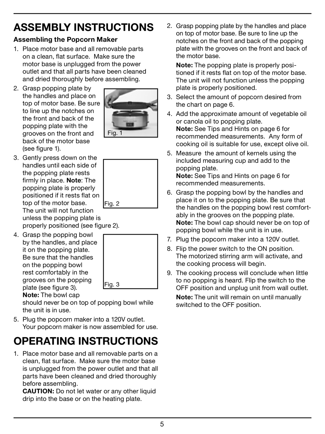 Cuisinart CPM-700 Series manual Assembly Instructions, Operating Instructions 