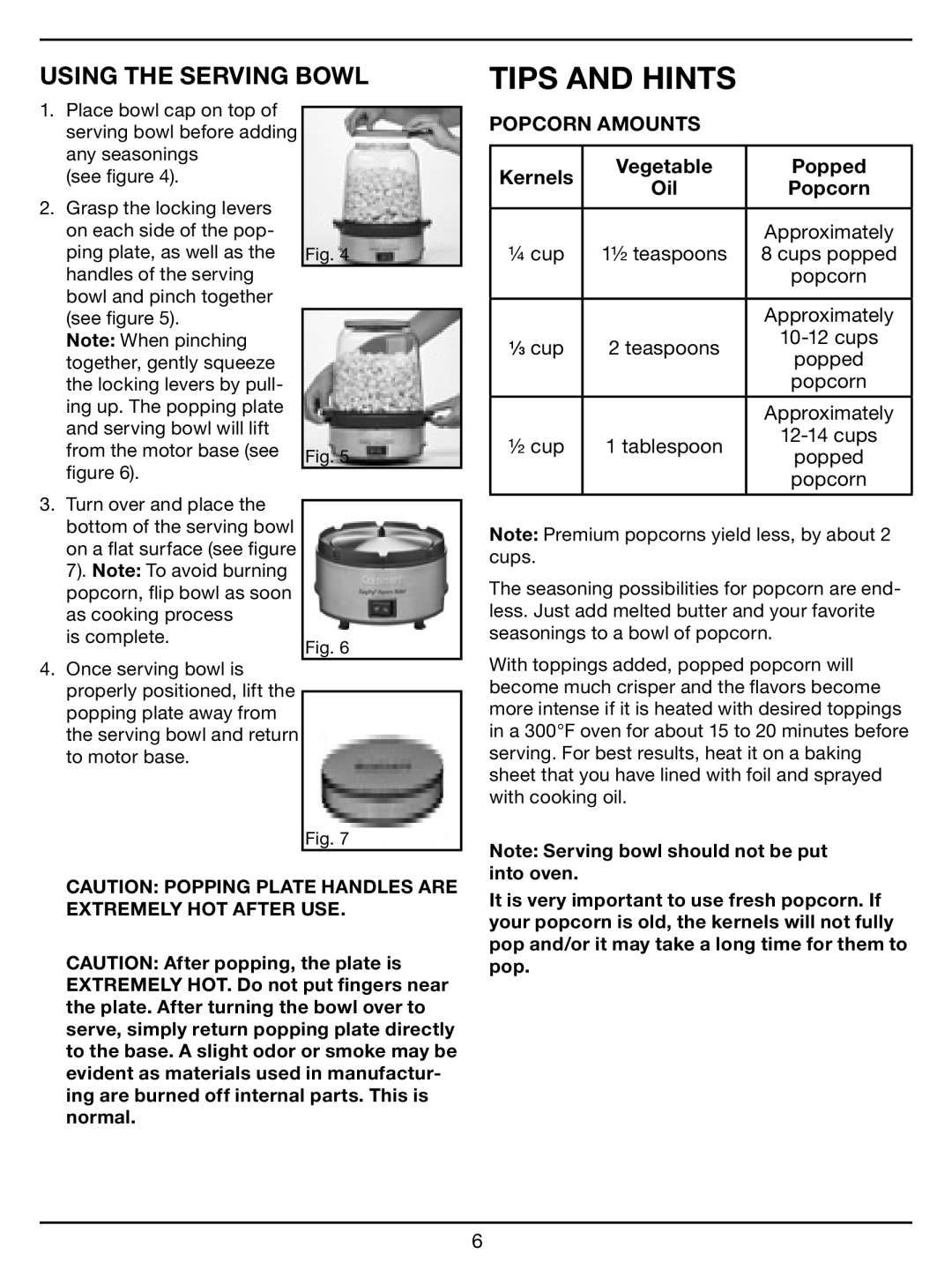 Cuisinart CPM-700 Series manual Tips and Hints, Using the Serving Bowl 