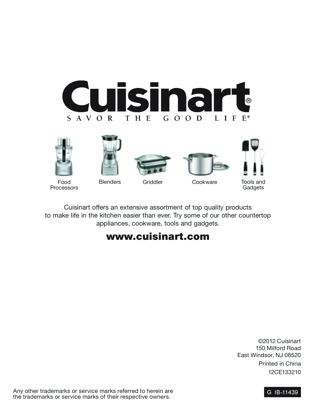 Cuisinart CPM-700 Series manual G IB-11439, Blenders, Griddler, Cookware, Processors, Gadgets 