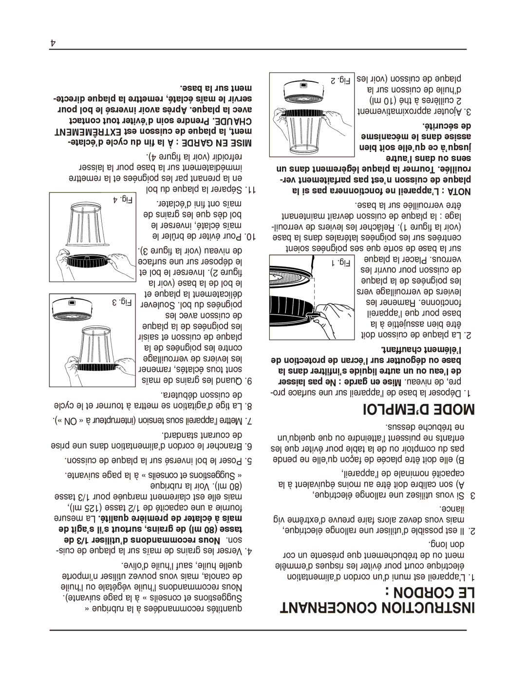 Cuisinart CPM-800C manual ’EMPLOI Mode, Cordon LE Concernant Instruction 