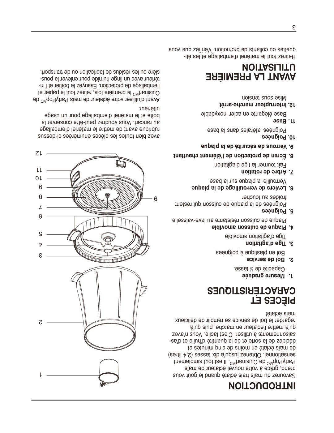 Cuisinart CPM-800C manual Utilisation, Première LA Avant, Caractéristiques, ET Pièces, Poignées 