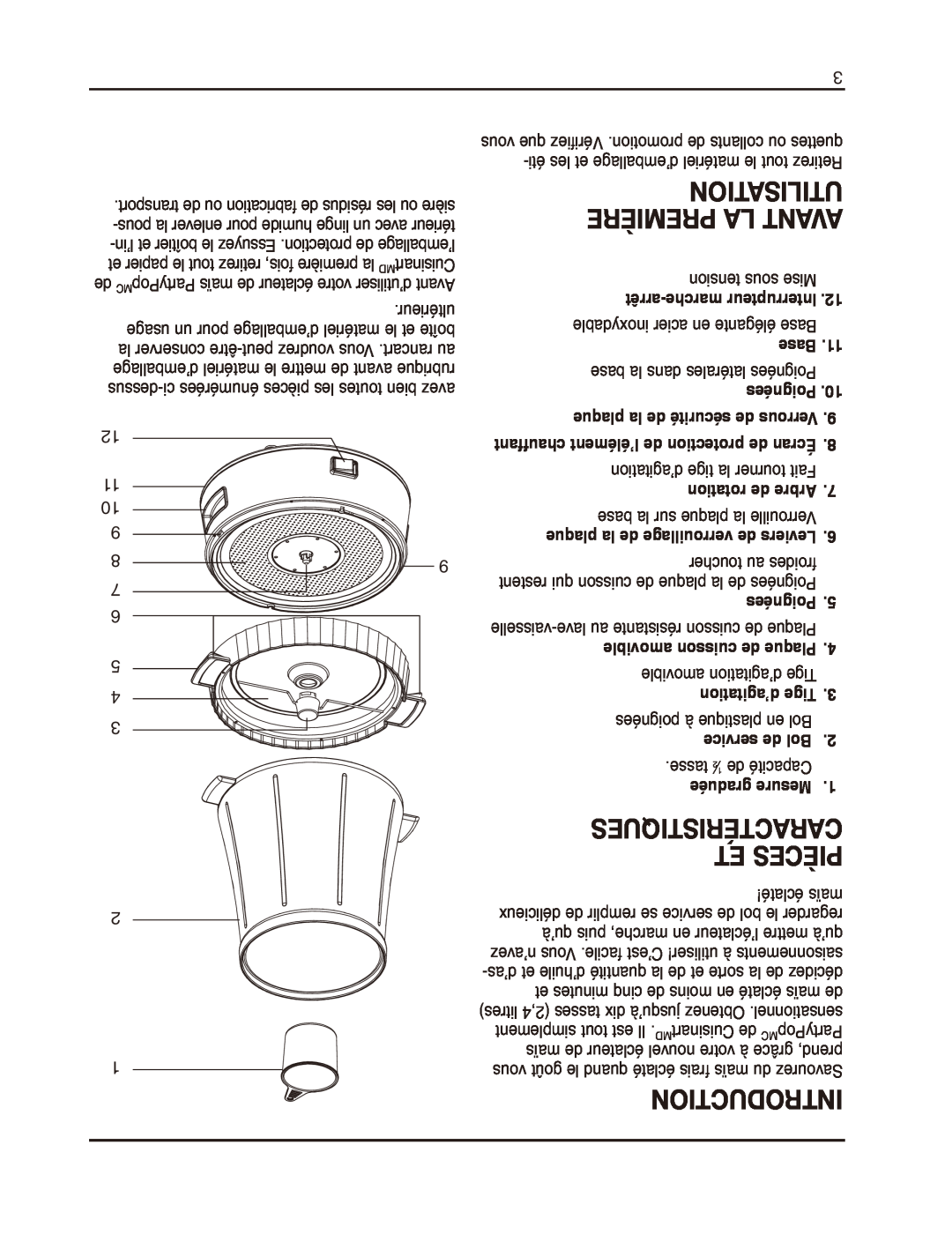 Cuisinart CPM-800C manual Utilisation, Première La Avant, Caractéristiques, Et Pièces, Poignées, Introduction 