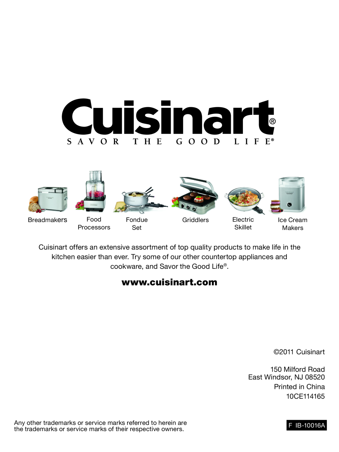 Cuisinart CPM-950 manual cookware, and Savor the Good Life 