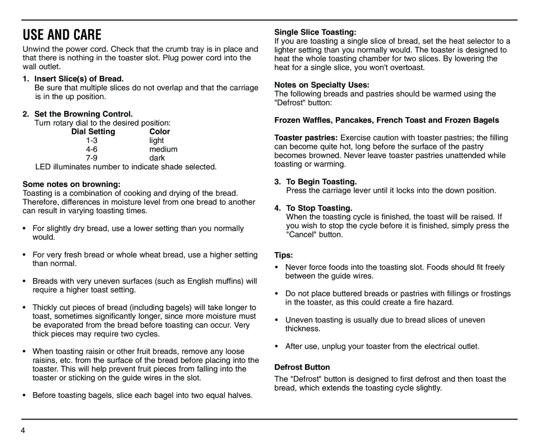 Cuisinart CPT-120 manual USE and Care, Some notes on browning 