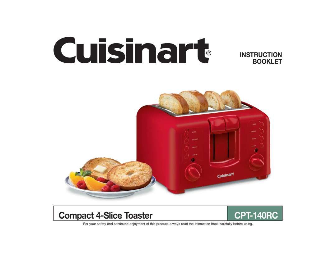 Cuisinart CPT-140RC manual Instruction Booklet 