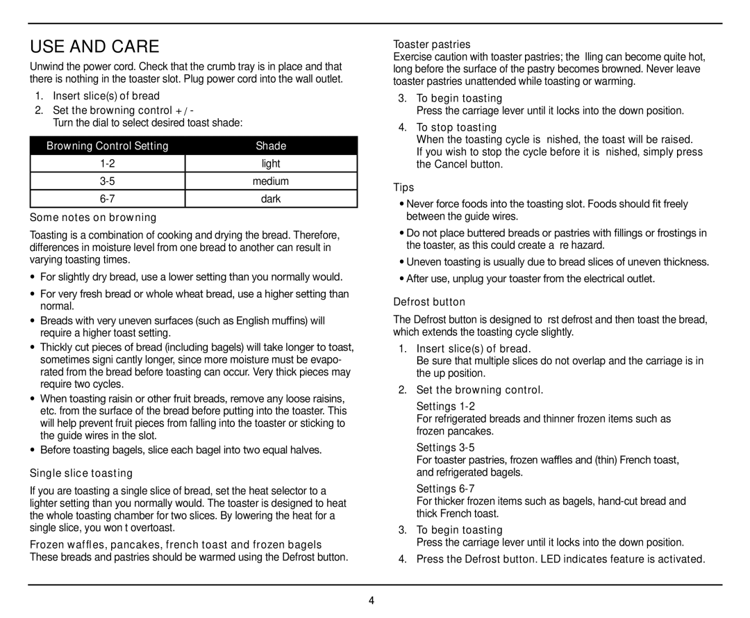 Cuisinart CPT-142 manual USE and Care 