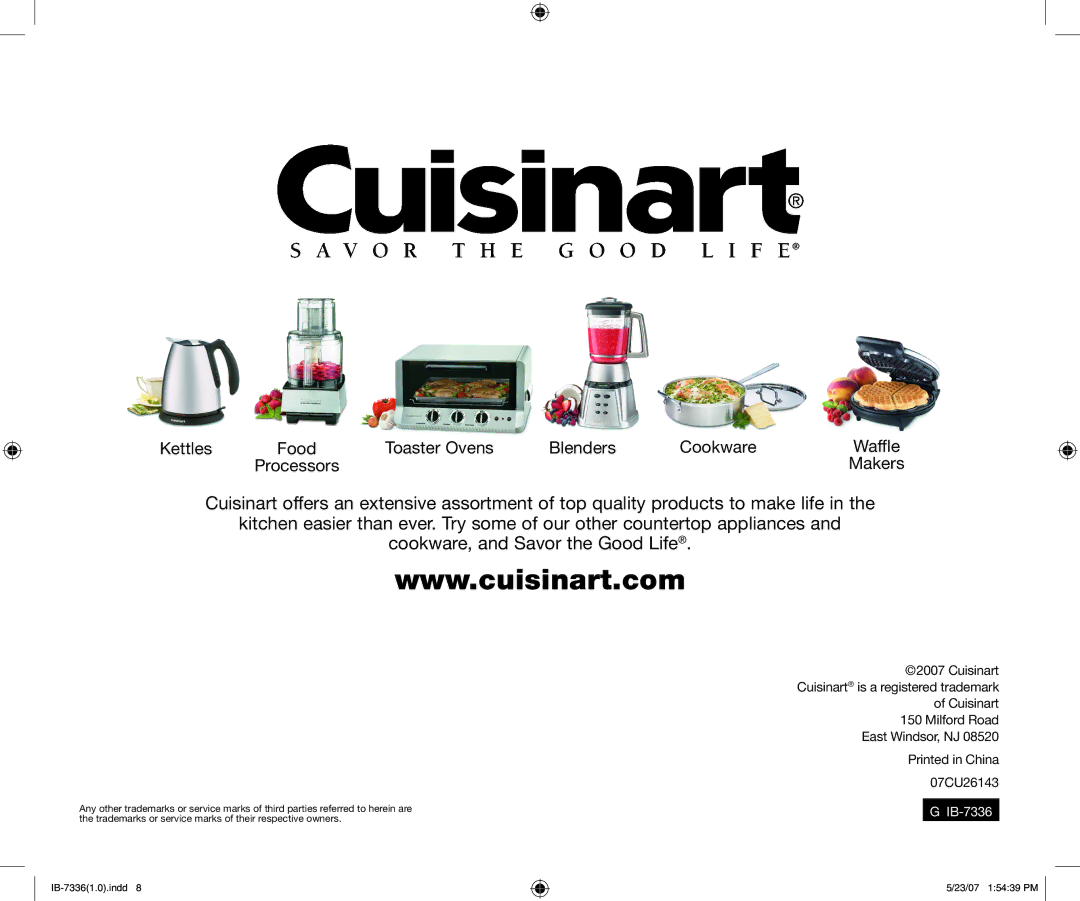 Cuisinart CPT-190 manual Kettles 