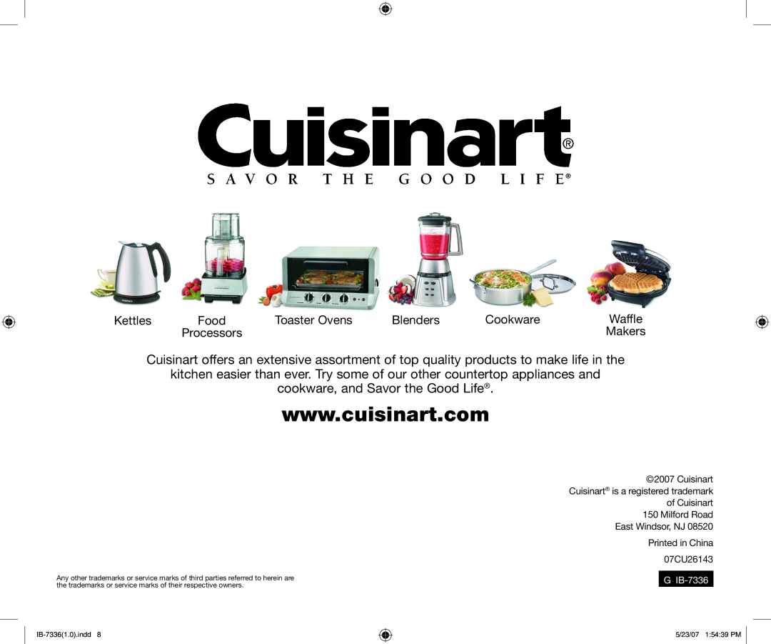 Cuisinart CPT-190 manual 