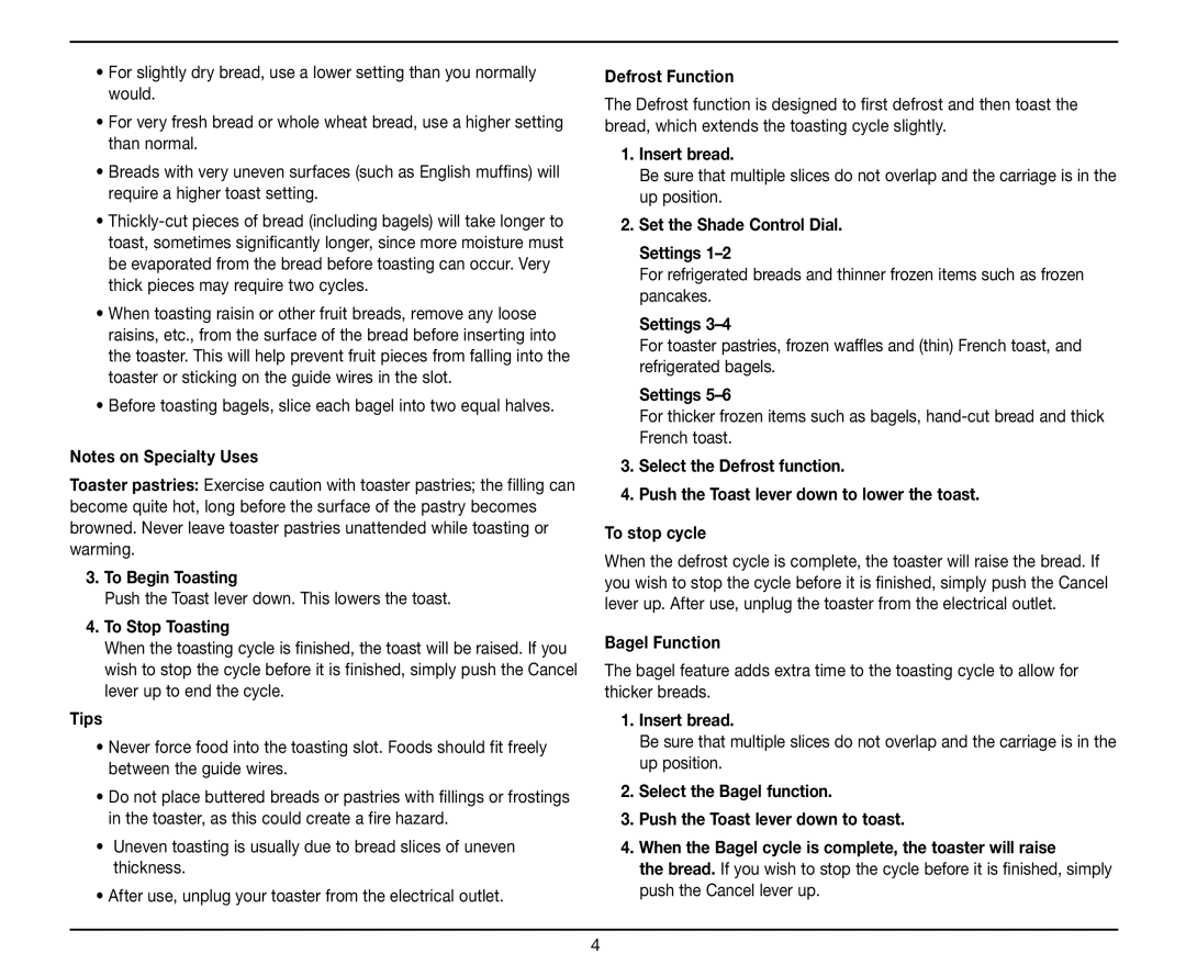 Cuisinart CPT-2000 manual To Begin Toasting 