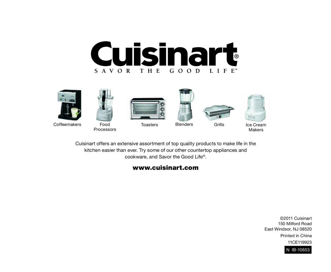 Cuisinart CPT-2000 manual IB-10653 