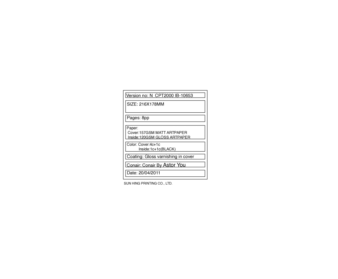 Cuisinart CPT-2000 manual Version no N CPT2000 IB-10653 Size 216X178MM Pages 8pp 