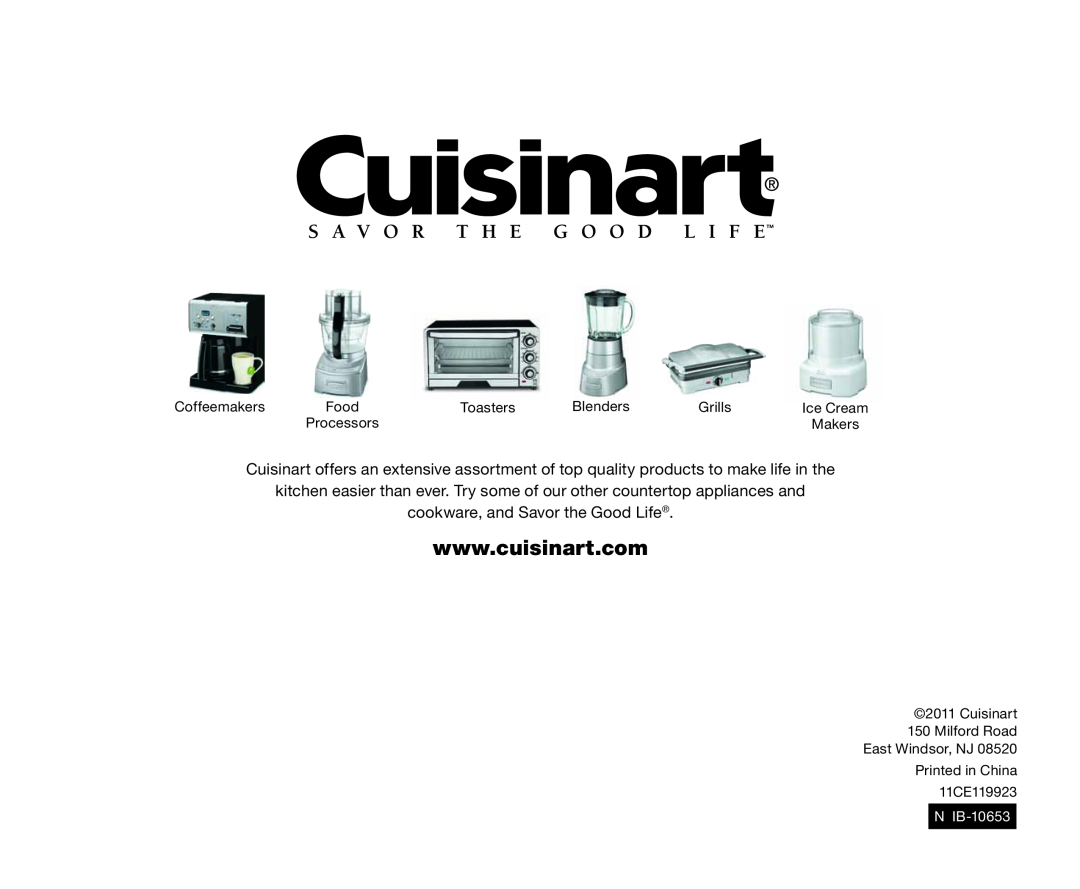 Cuisinart CPT-2000 manual cookware, and Savor the Good Life 