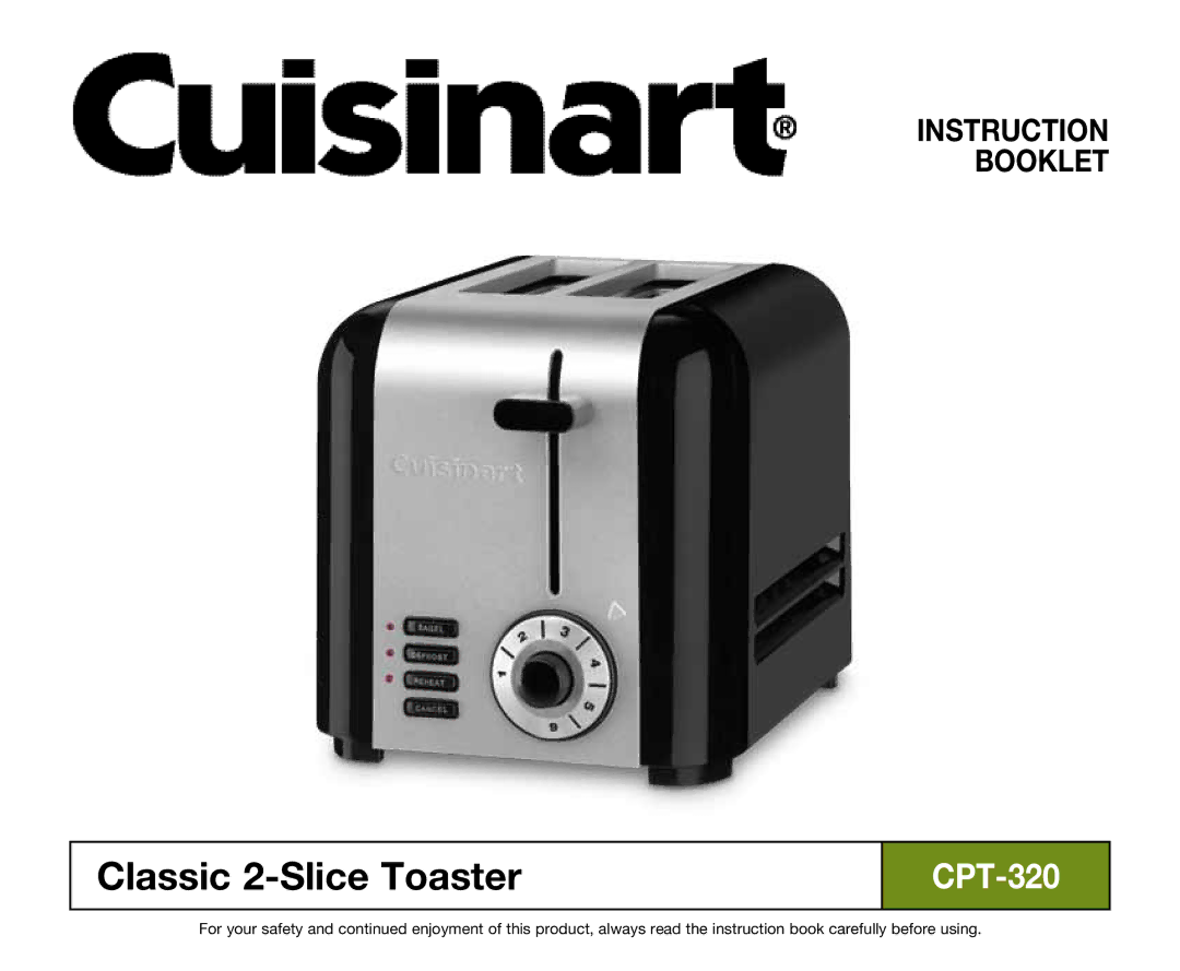 Cuisinart Classic 2-Slice Toaster, CPT-320 manual 