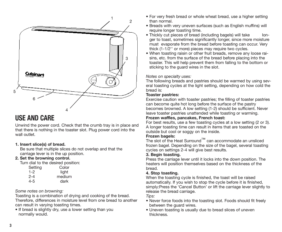 Cuisinart CPT-35 manual USE and Care 