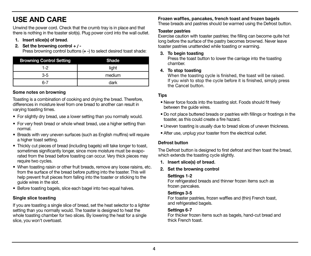 Cuisinart CPT-420 manual USE and Care 