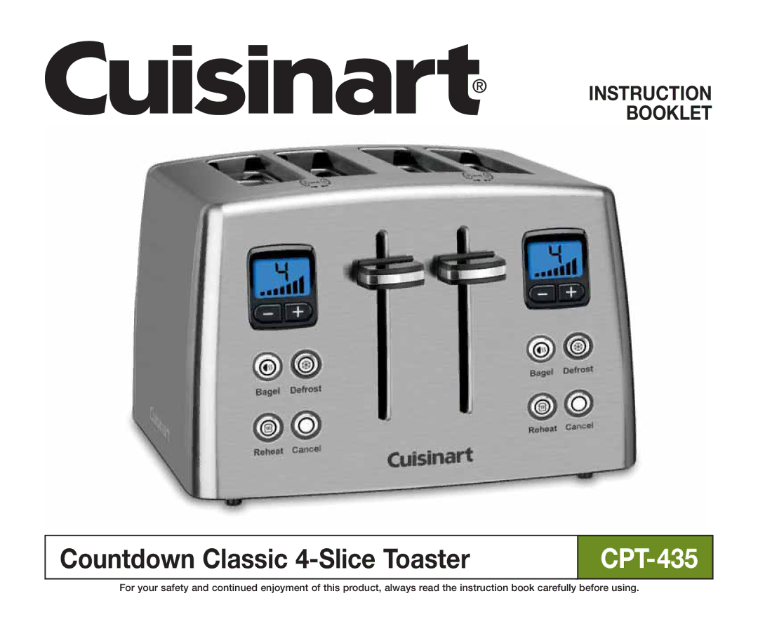 Cuisinart CPT-435 manual Instruction Booklet 