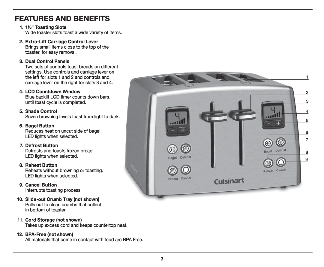 Cuisinart CPT-435 manual Features And Benefits 