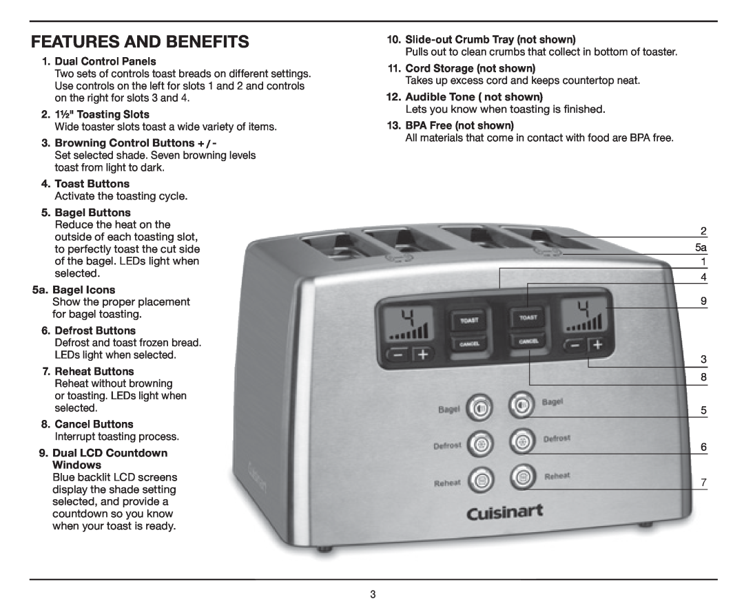 Cuisinart CPT-440 manual Features And Benefits 