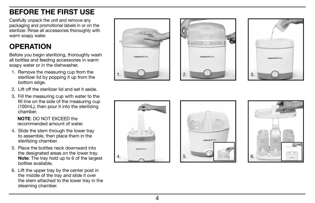 Cuisinart CS-6 manual Before the First USE, Operation 