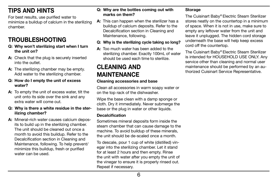 Cuisinart CS-6 manual Tips and Hints, Troubleshooting, Cleaning Maintenance 