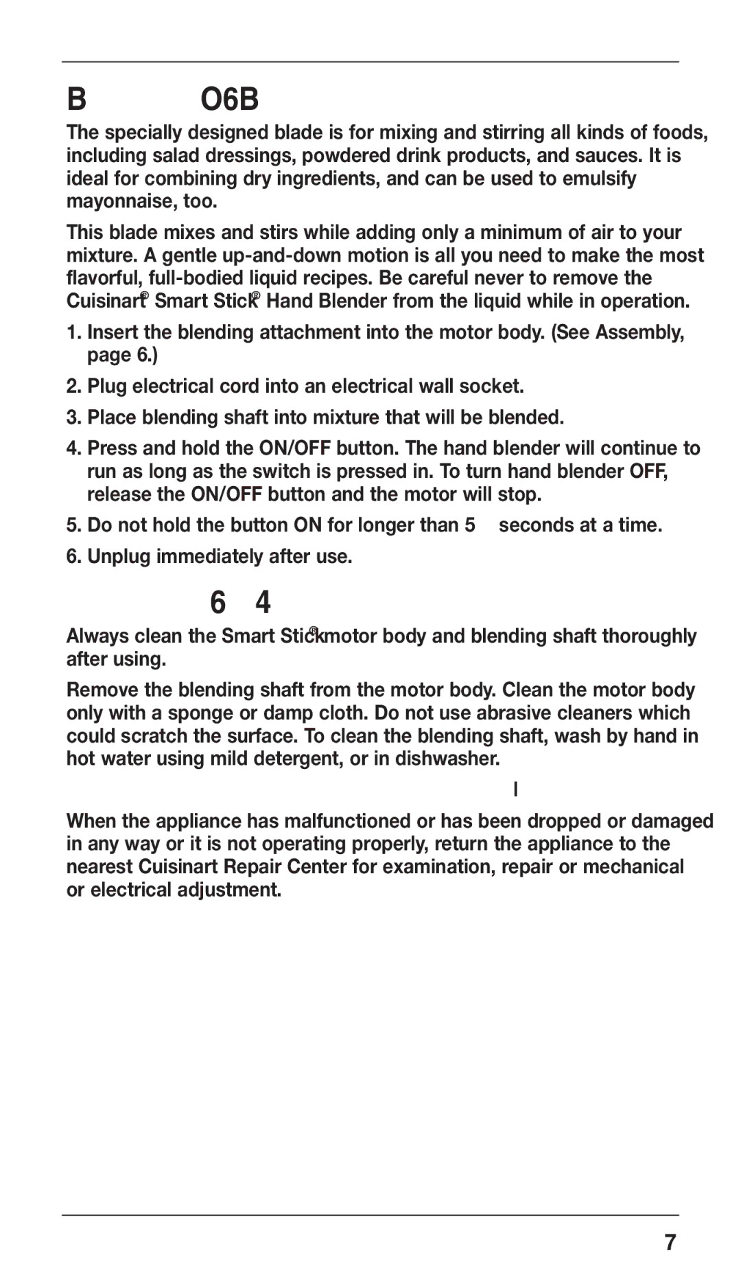 Cuisinart CSB-76DB, CSB-76DG manual Operation, Cleaning 