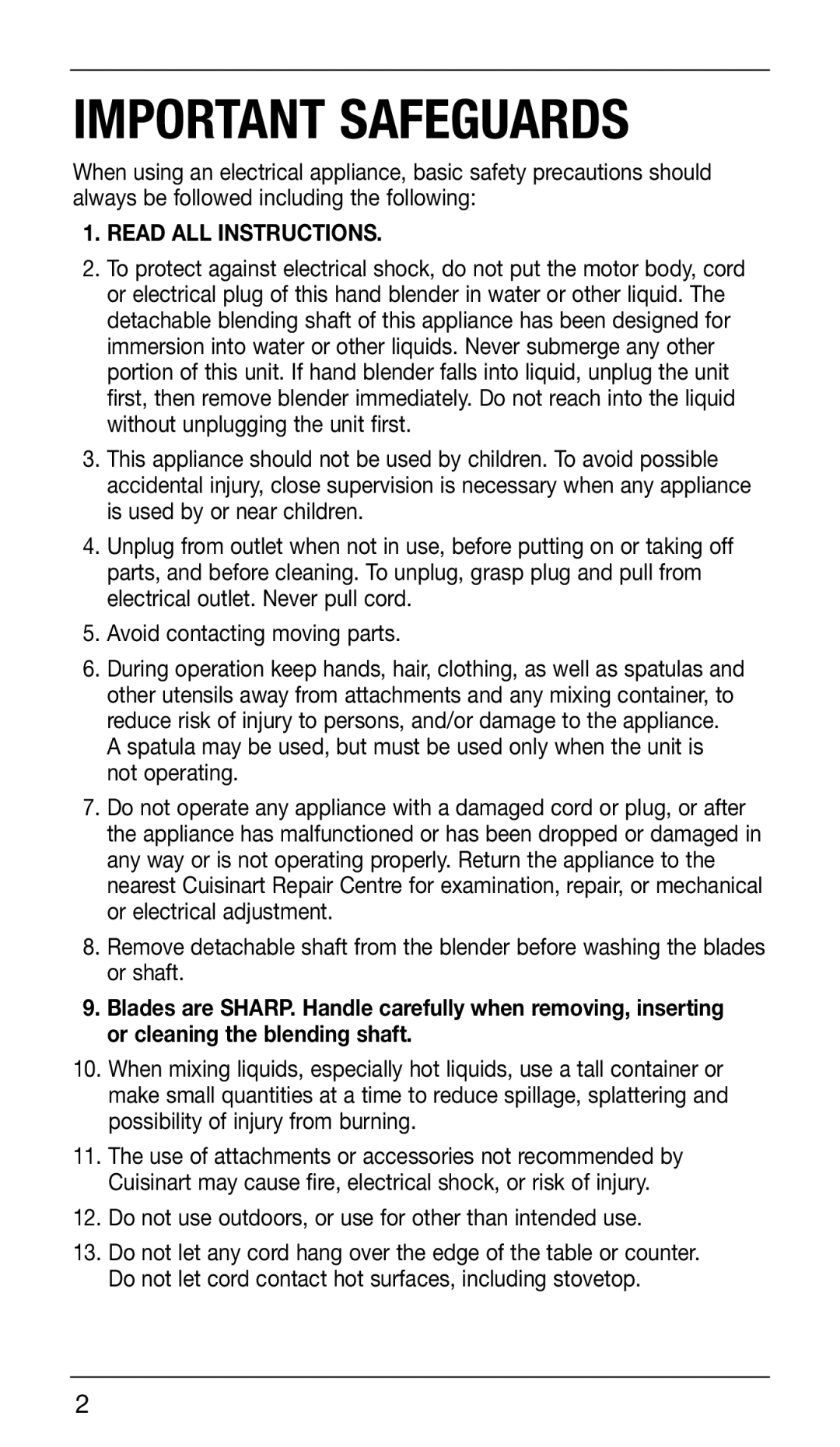 Cuisinart CSB-76C manual Important Safeguards 