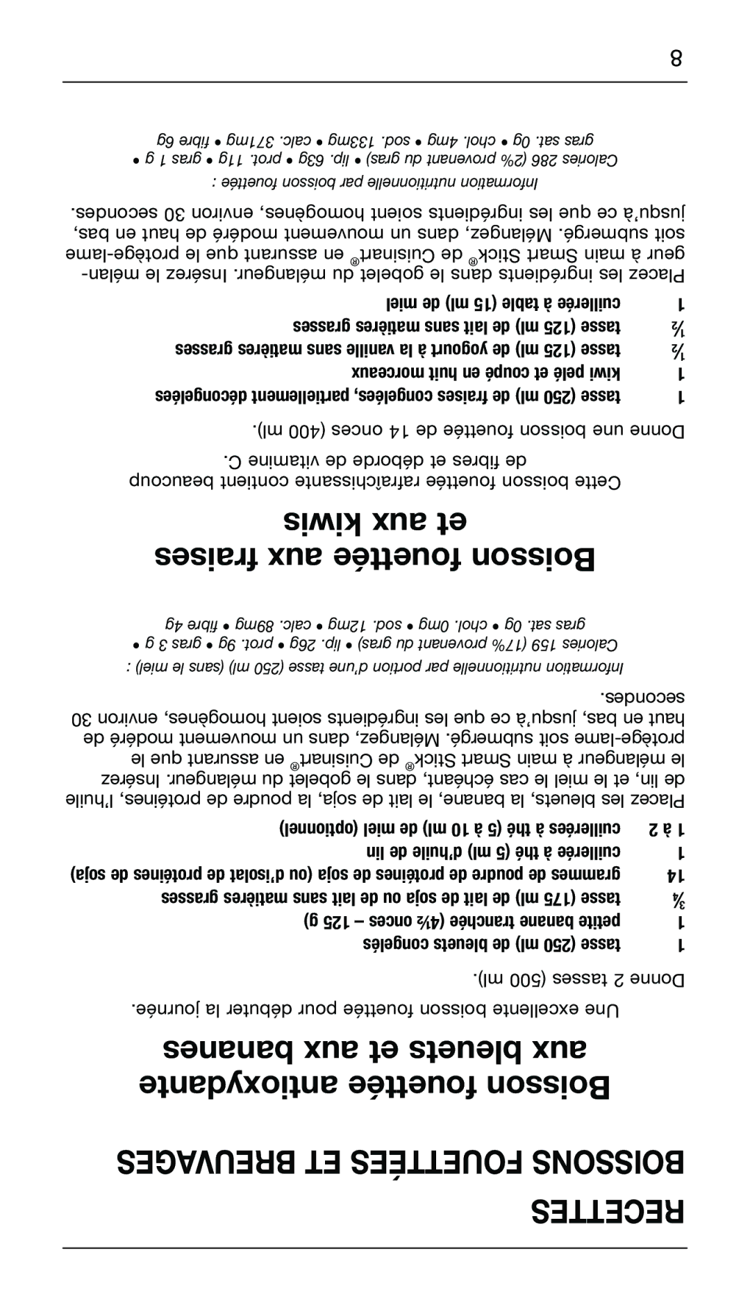 Cuisinart CSB-76C Kiwis aux et fraises aux fouettée Boisson, Bananes aux et bleuets aux Antioxydante fouettée Boisson 