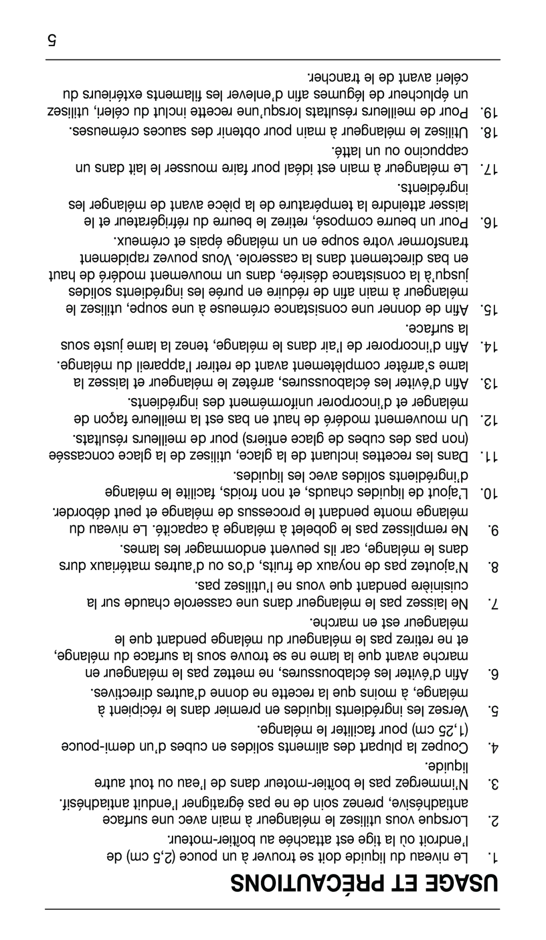 Cuisinart CSB-76C manual Précautions ET Usage 