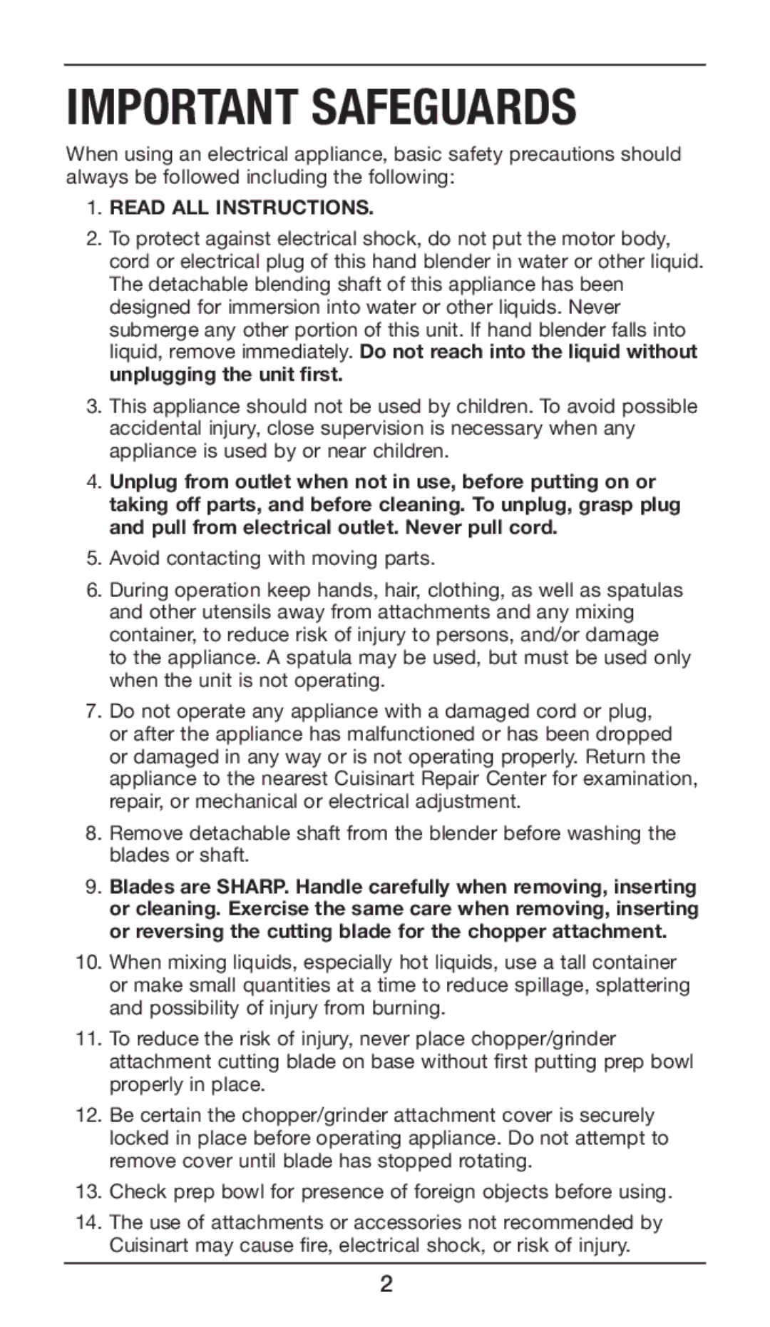 Cuisinart CSB-77 manual Important Safeguards 