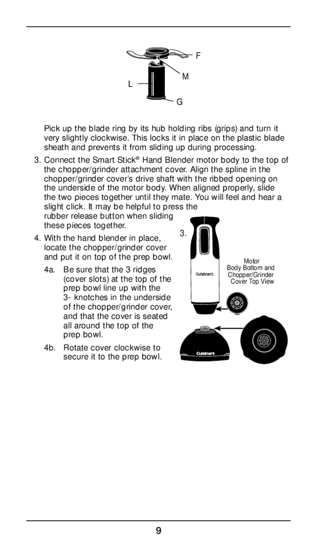 Cuisinart CSB-77 manual Be sure that the 3 ridges 